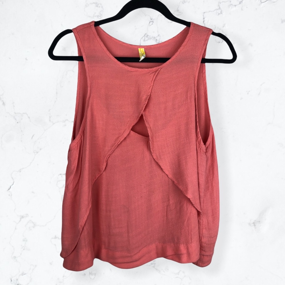 Free People Coral Sleeveless Keyhole Blouse Small